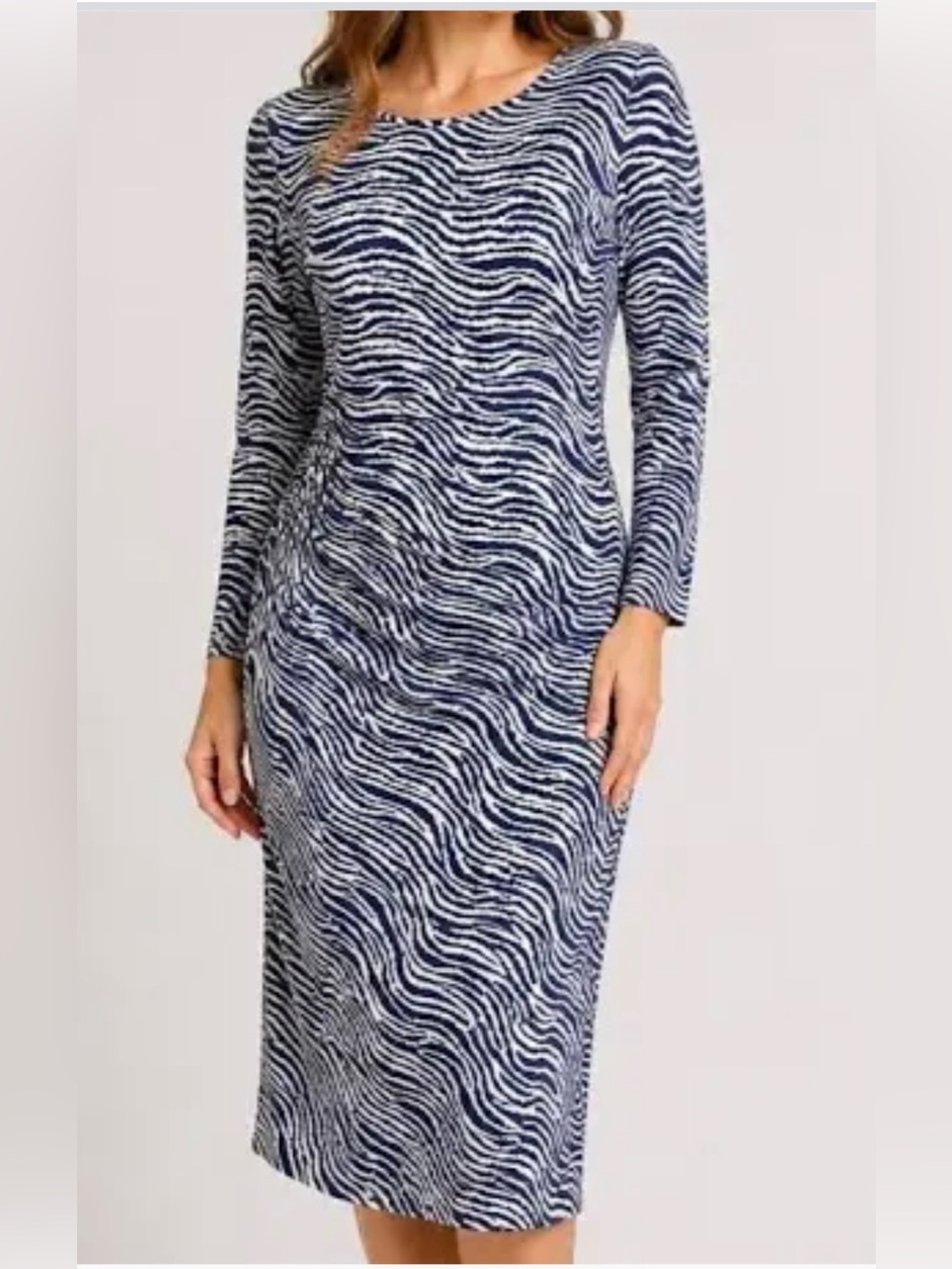 J. McLaughlin blue and white zebra dress.
